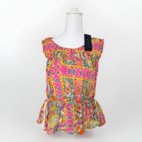 NWT Rachel Zoe Boho Flutter Sleeve Floral Print Top Women's SZ Large NEW Cottage - Picture 10 of 11